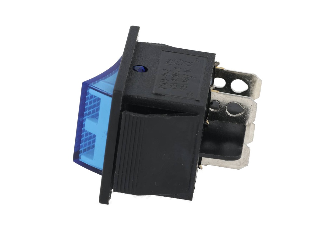 TP-321-BL — INTERRUPTOR ILUMINADO AZUL 2P1T 16/20A, 110/220VCA, 30X22mm 4 TERMINALES