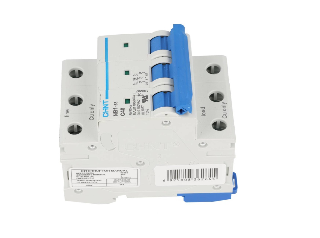 NB1-5KA3PC40 — BREAKER P/ RIEL 3X40A, 5KA, 480VCA