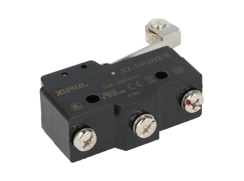 XZ-15GW2-B — MICROSWITCH MINIATURA PALANCA LARGA ROLD, ANA METALICA 1NA+1NC 15A/125V