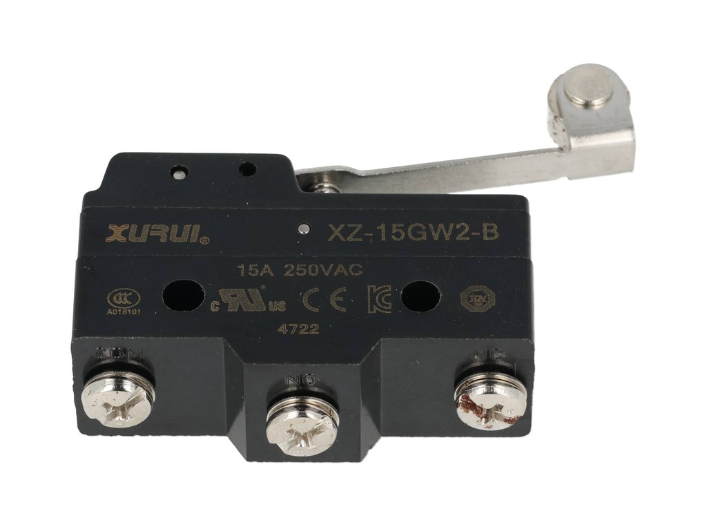 XZ-15GW2-B — MICROSWITCH MINIATURA PALANCA LARGA ROLD, ANA METALICA 1NA+1NC 15A/125V