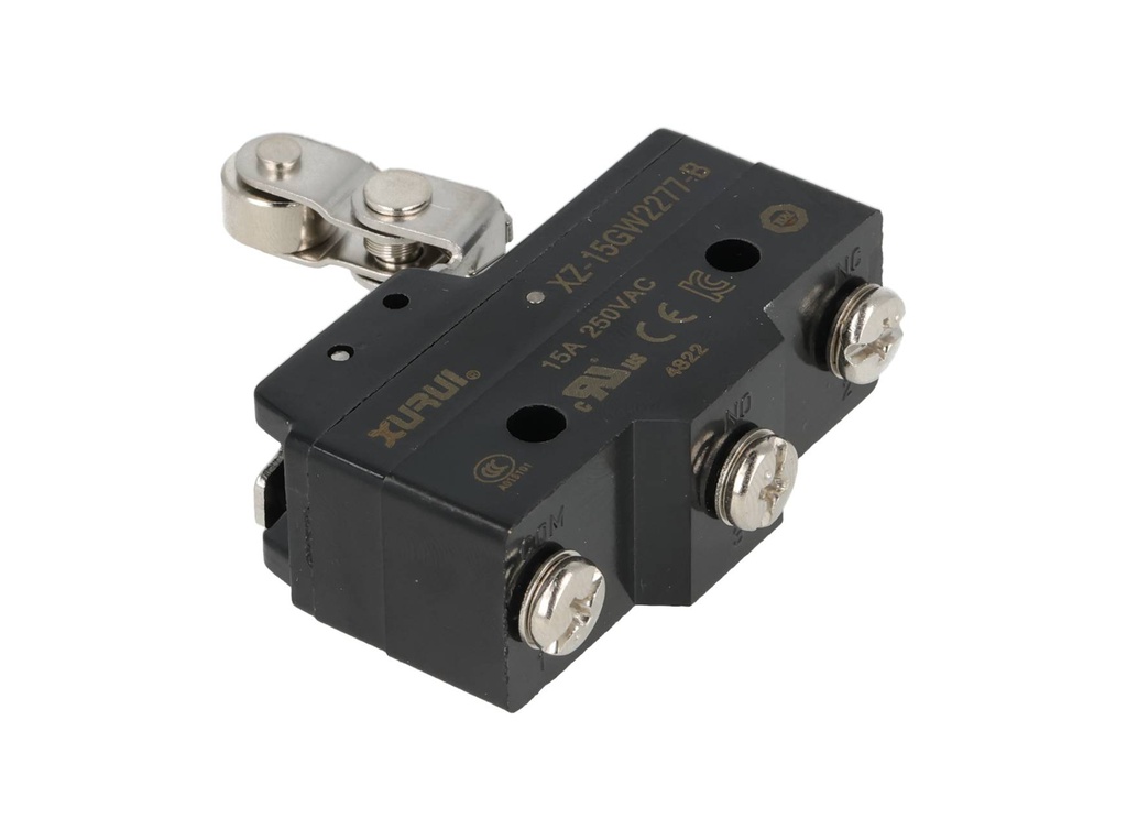 XZ-15GW2277-B — MICROSWITCH MINIATURA PALANCA CORTA Y RO, NDANA UNIDIRECCIONAL 1NA+1NC 15A/125V