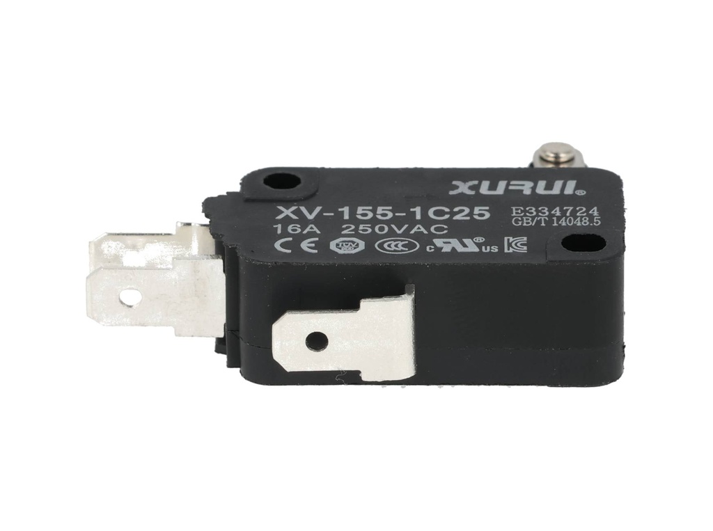 XV-155-1C25 — MICROSWITCH PALANCA CORTA C/RODILLO 16A, 250V
