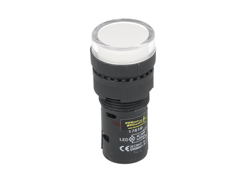 TP-LI16-W — LAMPARA PILOTO LED BLANCO 16mm 220VCA*NO SON A PRUEBA DE EXPLOSION*