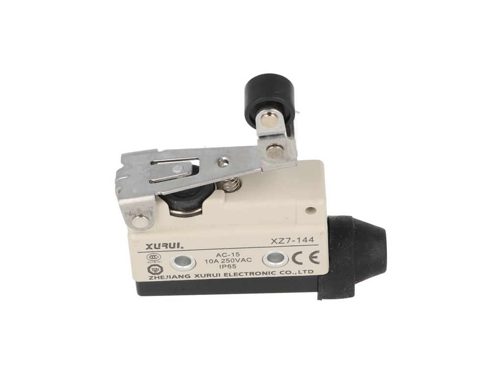 XZ7-144 — MICROSWITCH MINIATURA PALANCA CORTA Y, ROLDANA PLASTICA UNIDIRECCIONAL, 1NA+1NC, 10A 250V