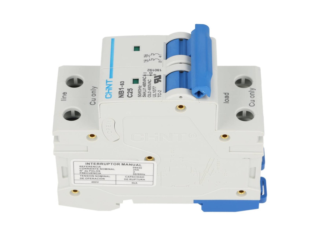 NB1-5KA2PC2 — BREAKER P/RIEL 2X2A  5KA/230V 480VCA