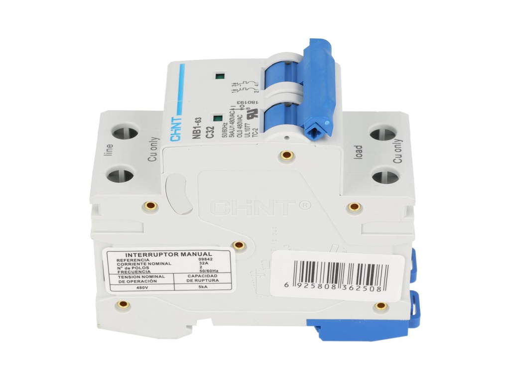 NB1-5KA2PC32 — BREAKER P/RIEL 2X32A 5KA/230V 480VCA