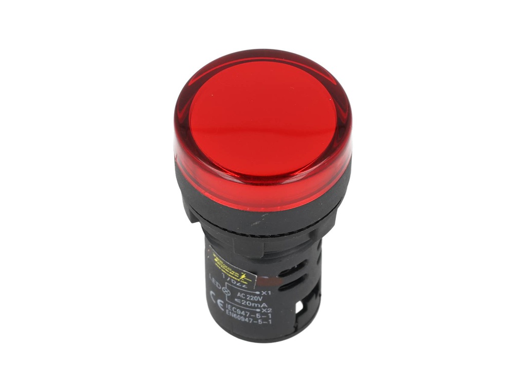 TP-LI22-R — LAMPARA PILOTO LED ROJO 22mm 220VCA PLASTICO *NO SON A PRUEBA DE EXPLOSION*