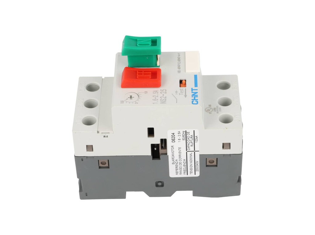 NS2-25-1.6-2.5A — GUARDAMOTOR PULSADOR DE 1.6-2.5A, 230/240, 400/415, 440, 500, 690V DE OPERACION, 100KA 230/240V DE RUPTURA GRADO III.