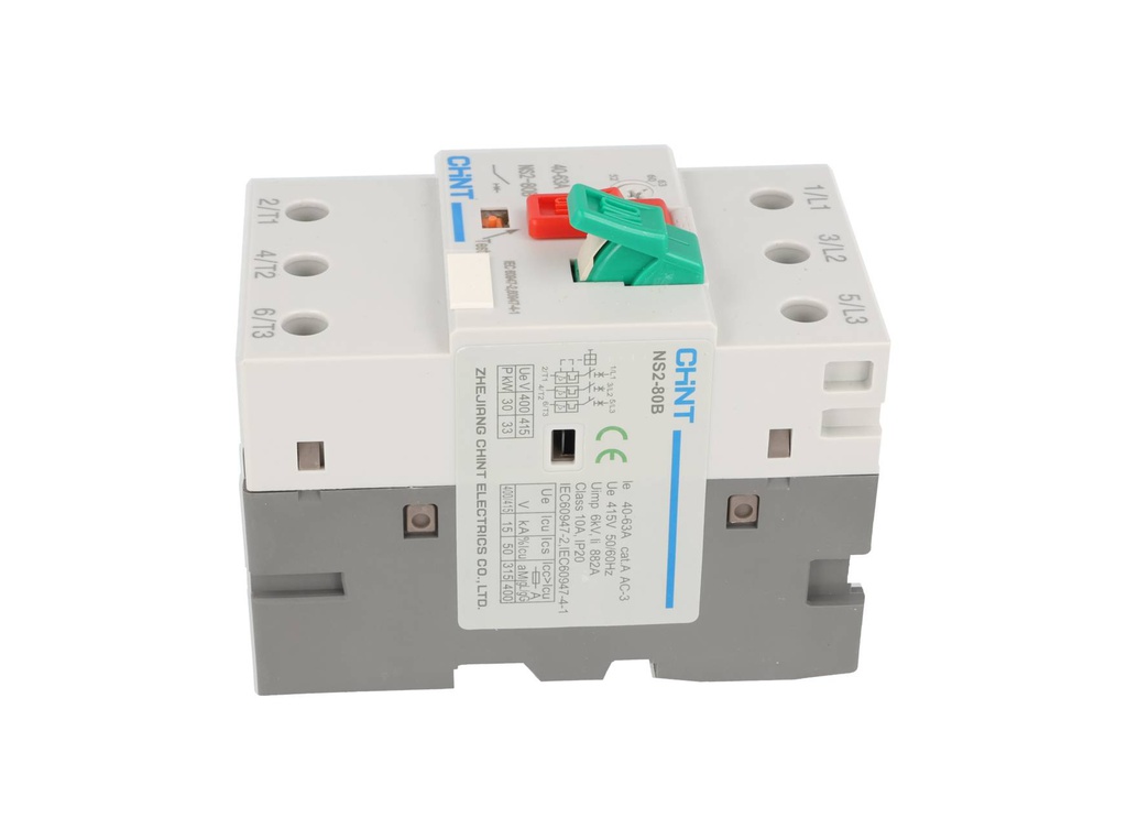 NS2-80B-40-63A — GUARDAMOTOR 40-63A, TEMP. 5°C~+40°C, 230/240, 400/415V DE OPERACION 15KA 230/240V DE RUPTURA GRADO III.
