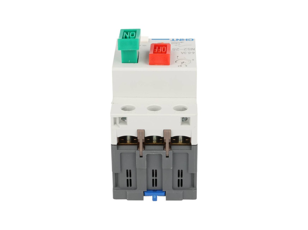 NS2-25-4-6.3A — GUARDAMOTOR PULSADOR DE 4-6.3A, 230/240, 400/415, 440, 500, 690V DE OPERACION, 100KA 230/240V DE RUPTURA GRADO III.