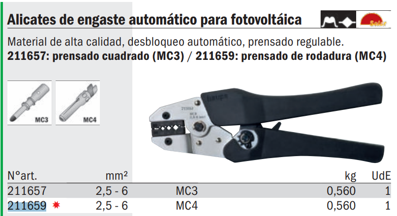 ET21165900 - CRIMPADORA P/FOTOVOLTAICA MC4