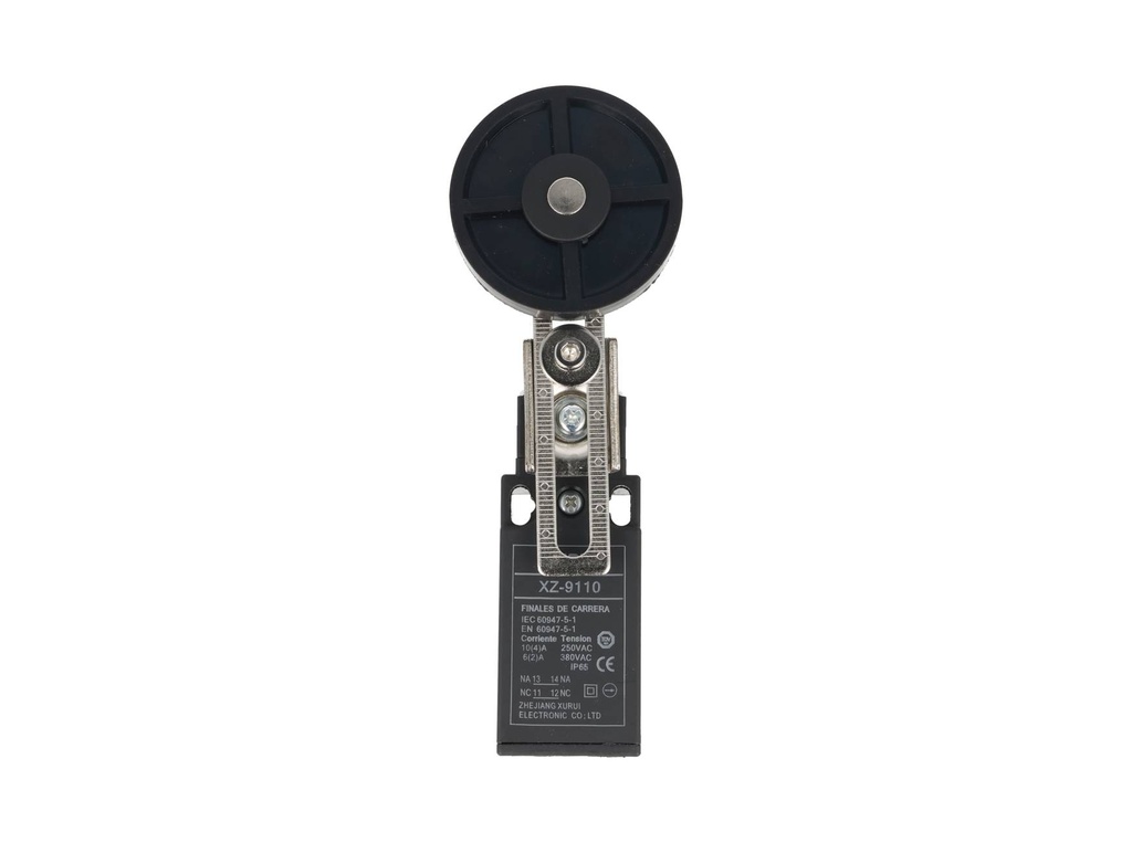 XZ-9110 — MICROSWITCH PALANCA METALICA AJUSTABLE Y, ROLDANA GRANDE DE GOMA 1NA+1NC 10A