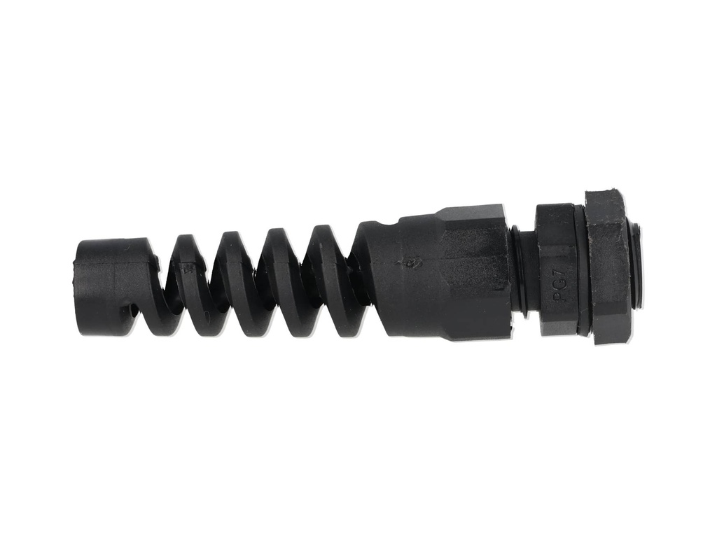 CGE-PG7 — CONECTOR GLAND. NEGRO CON ESPIRAL PG7 INCLUYE TUERCA, BARRENO 1/2 