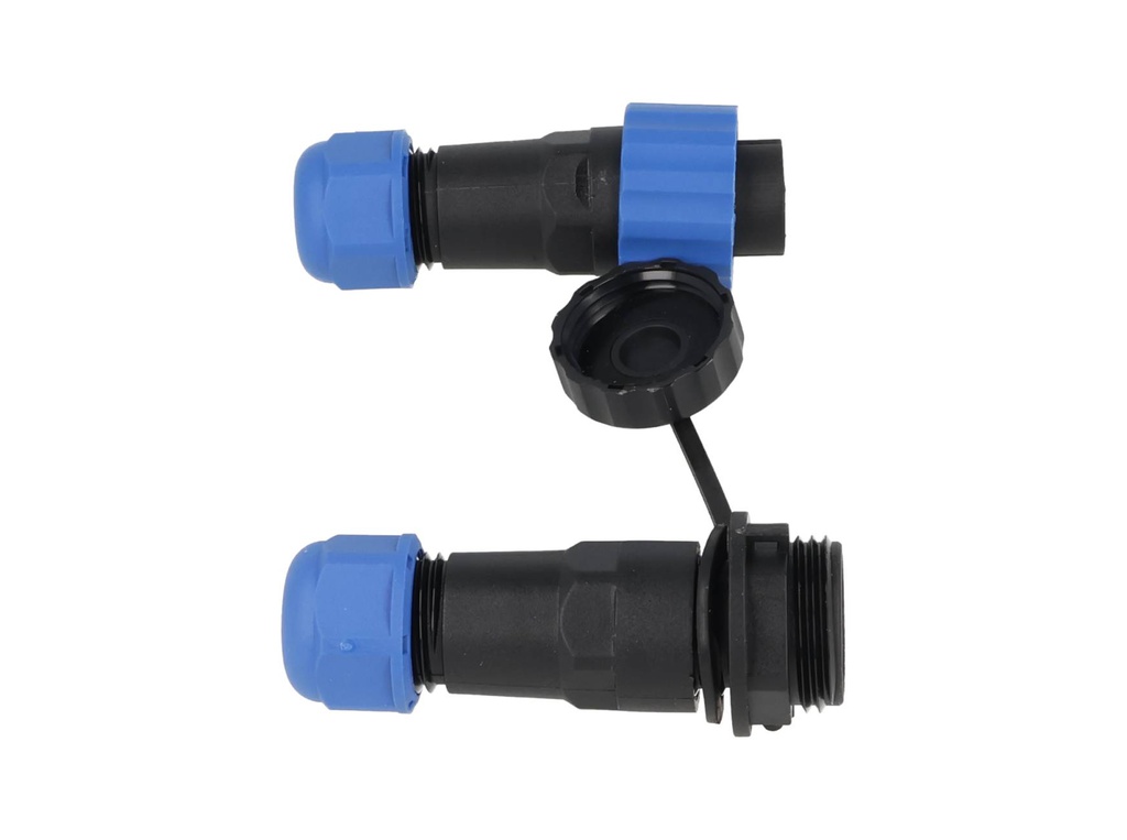 TP-SP16-S6P — CONECTORES EXTENSION/RECTO (PAR) 6 PINIMPERMEABLES IP68, 5A250VCA, DIAMETRO DE BARRENO 16mm PIN COBRE CHAPEADO EN DORADO/PLATEADO