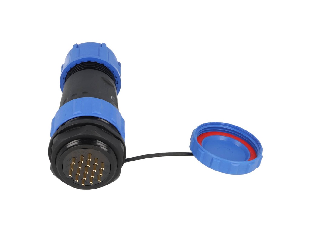 TP-SP28-SP19P — CONECTORES PANEL/RECTO (PAR) 19PIN, IMPERMEABLES IP68, 5A/250VCA, DIAMETRO DE BARRENO 28mm