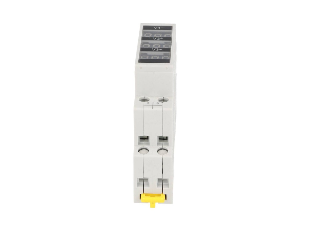 TP-D52-500/3V – VOLTIMETRO DIGITAL TRIFÁSICO 80-500VCA, MONTAJE EN RIEL DIN 18X81X66MM