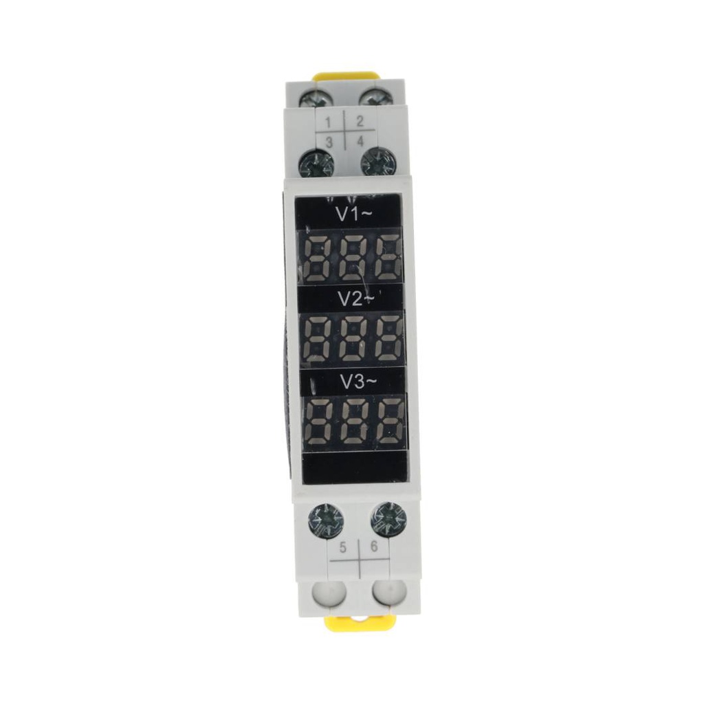 TP-D52-500/3V – VOLTIMETRO DIGITAL TRIFÁSICO 80-500VCA, MONTAJE EN RIEL DIN, 18X81X66MM