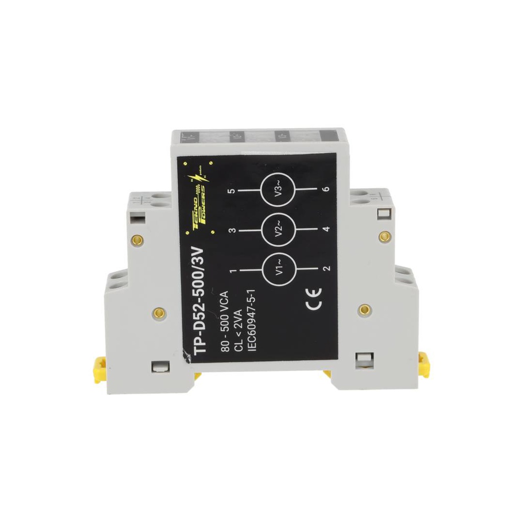 TP-D52-500/3V – VOLTIMETRO DIGITAL TRIFÁSICO 80-500VCA, MONTAJE EN RIEL DIN, 18X81X66MM