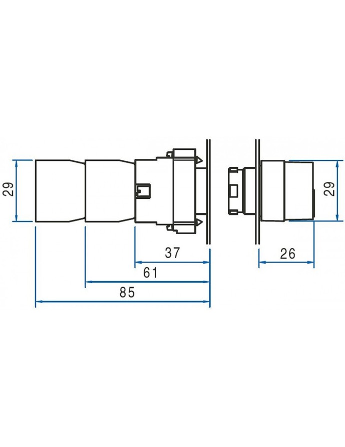 2ASL6LB-1-400 — SELECTOR ILUMINADO 2POS. FIJAS NO INCLUYE LED 6, 12, 24, 48, 110, 230VCA/CD #MCB96*** (***=V) 