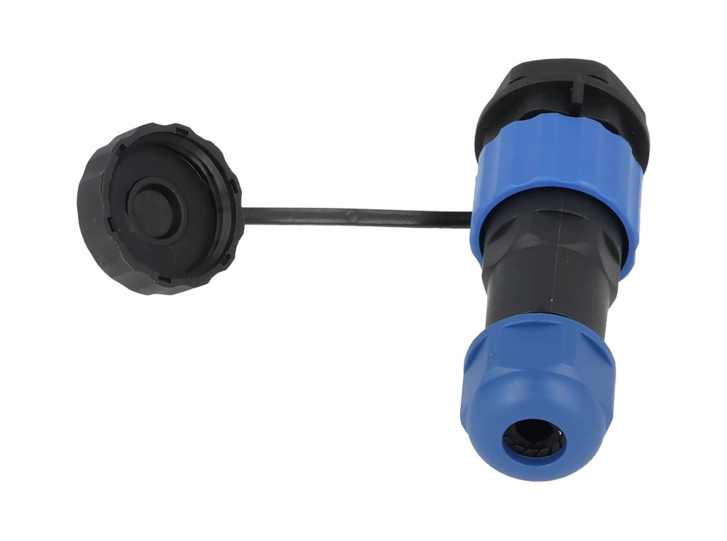 TP-SP16-SP6P — CONECTORES PANEL/RECTO (PAR) 6 PIN IMPERMEABLE IP68, 5A/250VCA, DIAMETRO DE BARRENO 16mm PIN COBRE CHAPEADO EN DORADO/PLATEADO