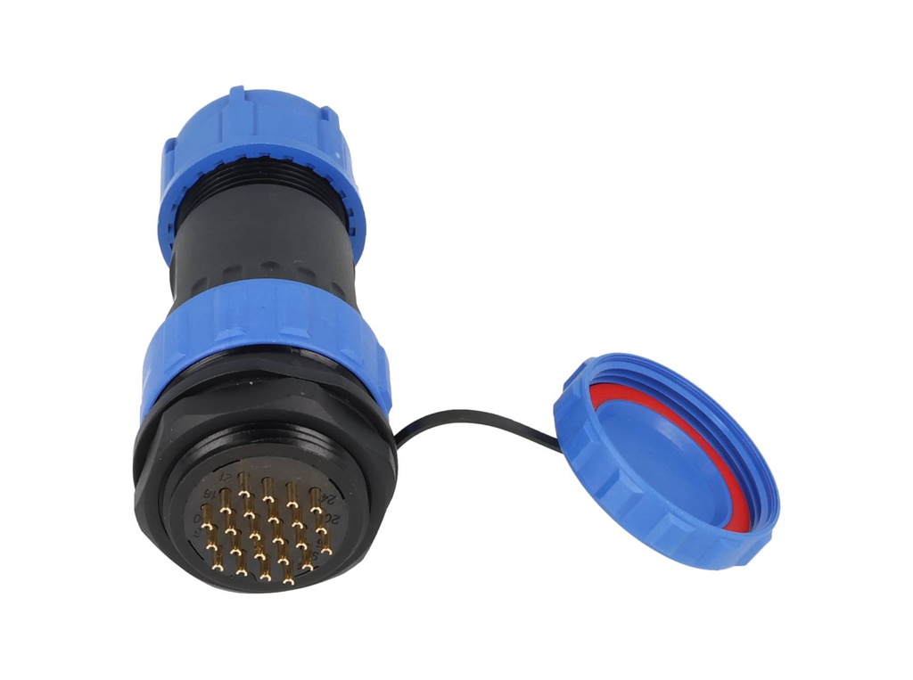 TP-SP28-SP24P — CONECTORES PANEL/RECTO (PAR) 24PIN, IMPERMEABLES IP68, 5A/250VCA, DIAMETRO DE BARRENO 28mm