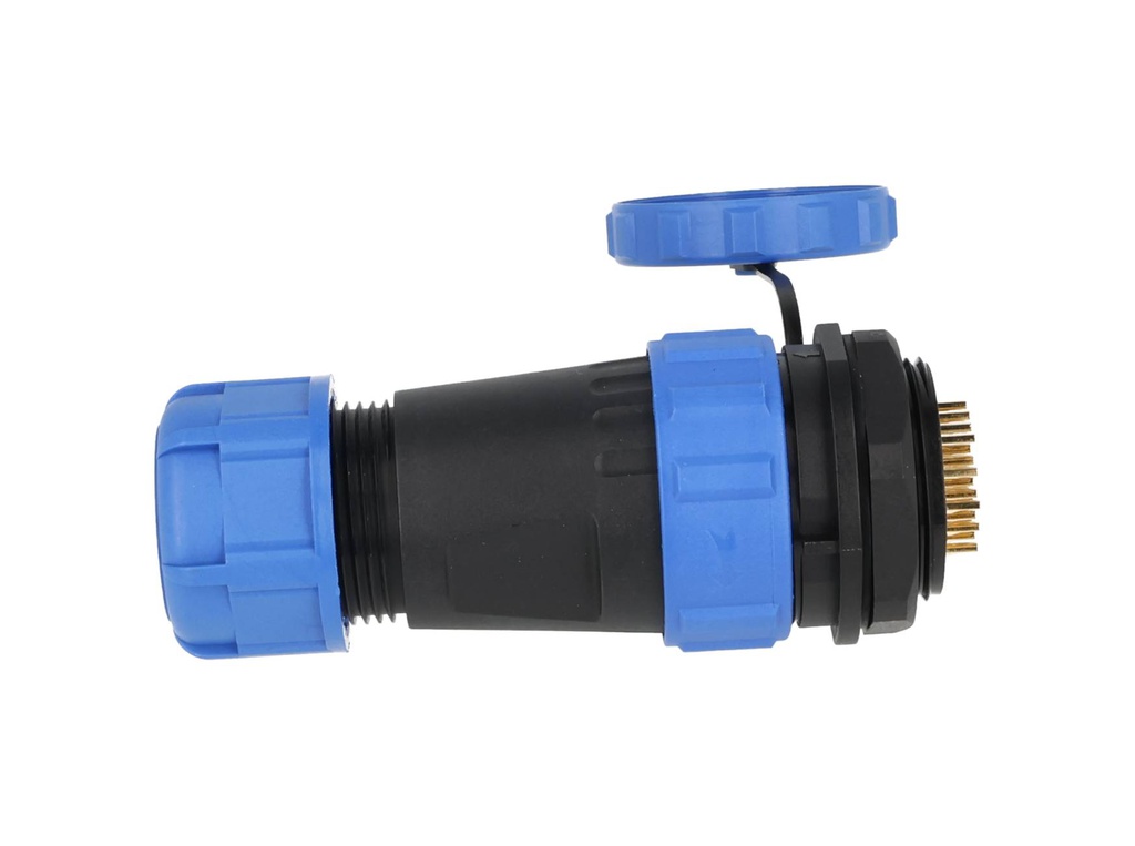 TP-SP28-SP24P — CONECTORES PANEL/RECTO (PAR) 24PIN, IMPERMEABLES IP68, 5A/250VCA, DIAMETRO DE BARRENO 28mm