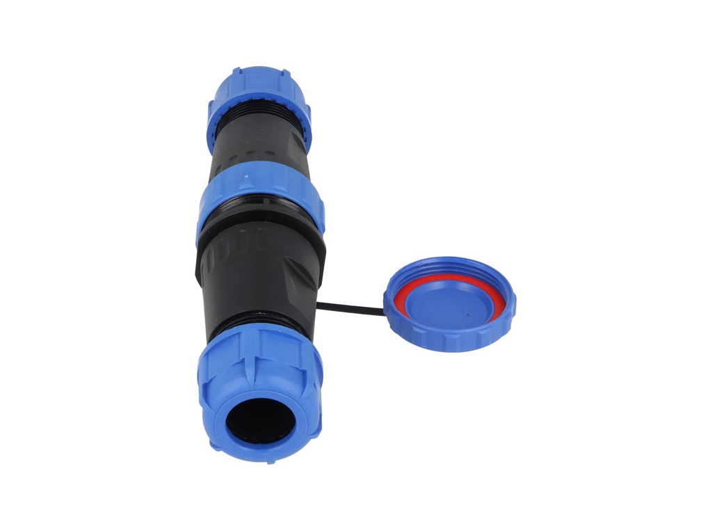 TP-SP28-S16P — CONECTORES EXTENSION/RECTO (PAR) 16PIN, IMPERMEABLES IP68, 5A/250VCA, DIAMETRO DE BARRENO 28mm, PIN COBRE CHAPEADO EN DORADO/PLATEADO