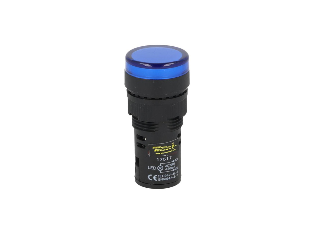 TP-LI16-B — LAMPARA PILOTO LED AZUL 16mm 220VCA*NO SON A PRUEBA DE EXPLOSION*