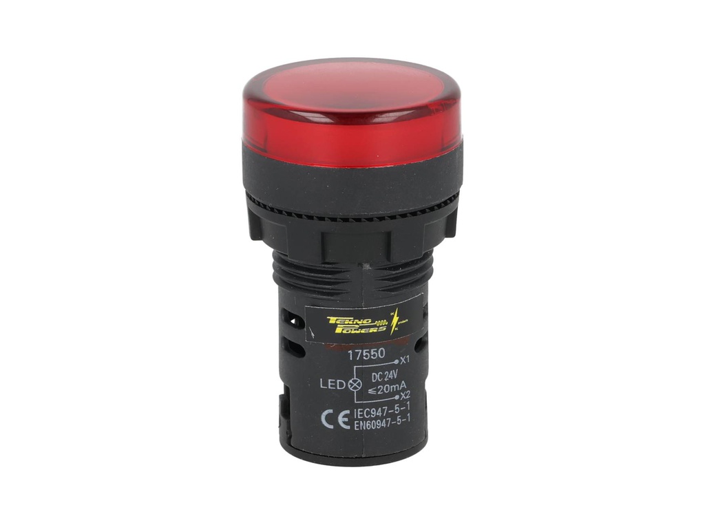 TP-LI22-R24 — LAMPARA PILOTO LED ROJO 22mm 24VCDE VCA PLASTICO *NO SON A PRUEBA DE EXPLOSION*