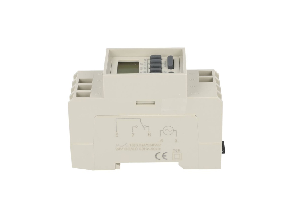 TP-TM848-3 — TIMER D SEMANAL, 24VCA, 8/ON-8/OFF, 1CON 16AMP.AC1, 3AMPARA AC2, BAT.RESP.36H, DIN RIEL