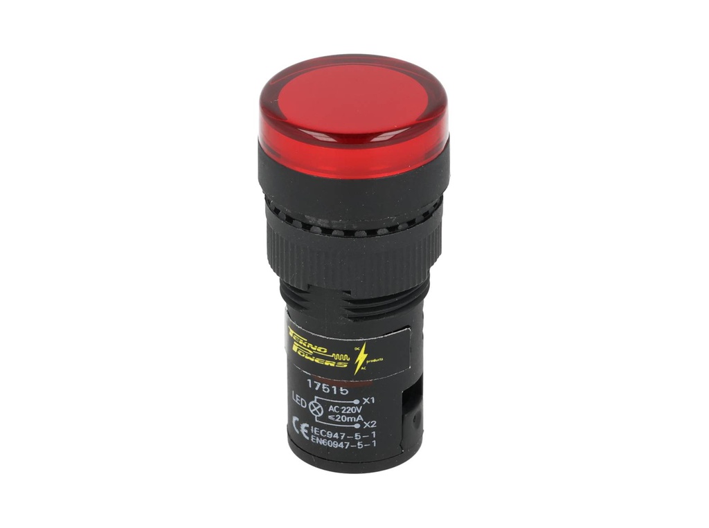 TP-LI16-R — LAMPARA PILOTO LED ROJO 16mm 220VCA*NO SON A PRUEBA DE EXPLOSION*