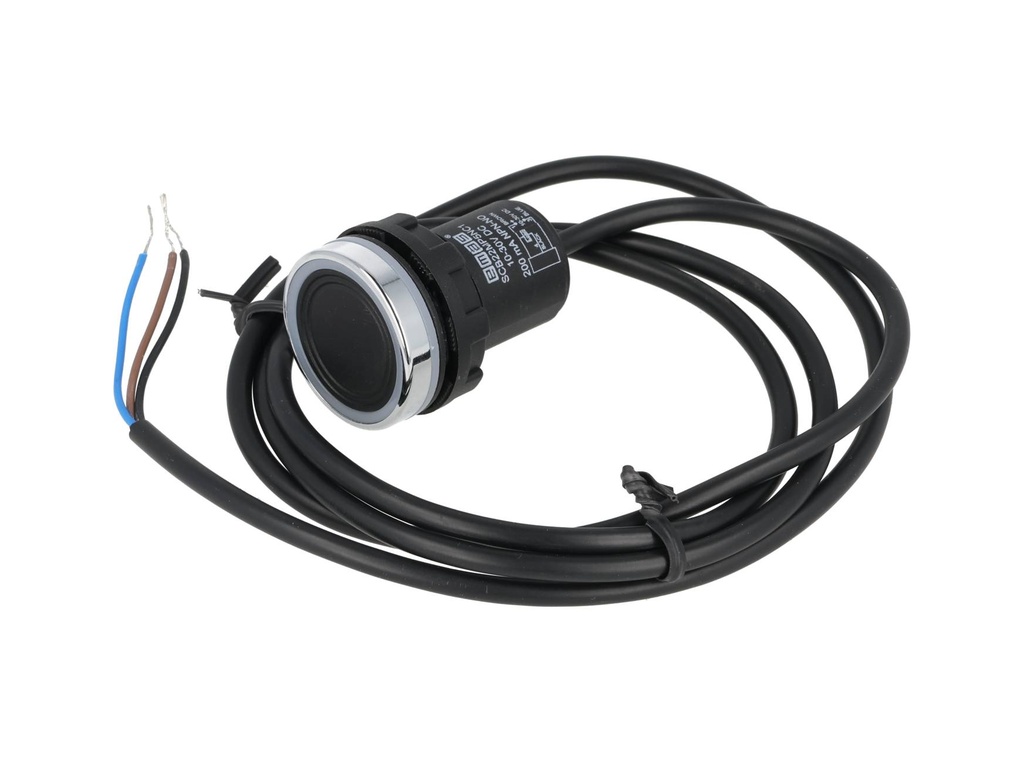 SCB22MP5NC1 — BOTON TÁCTIL CAPACITIVO (TOUCH) 22mm, MANTENIDO, NPN-NA, 1m CABLE, VOLTAJE OPERACIÓN 10-30VCD