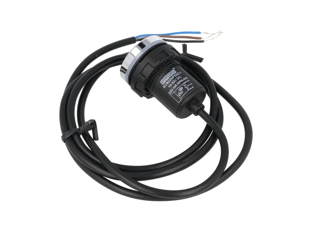 SCB22MP5NC1 — BOTON TÁCTIL CAPACITIVO (TOUCH) 22mm, MANTENIDO, NPN-NA, 1m CABLE, VOLTAJE OPERACIÓN 10-30VCD