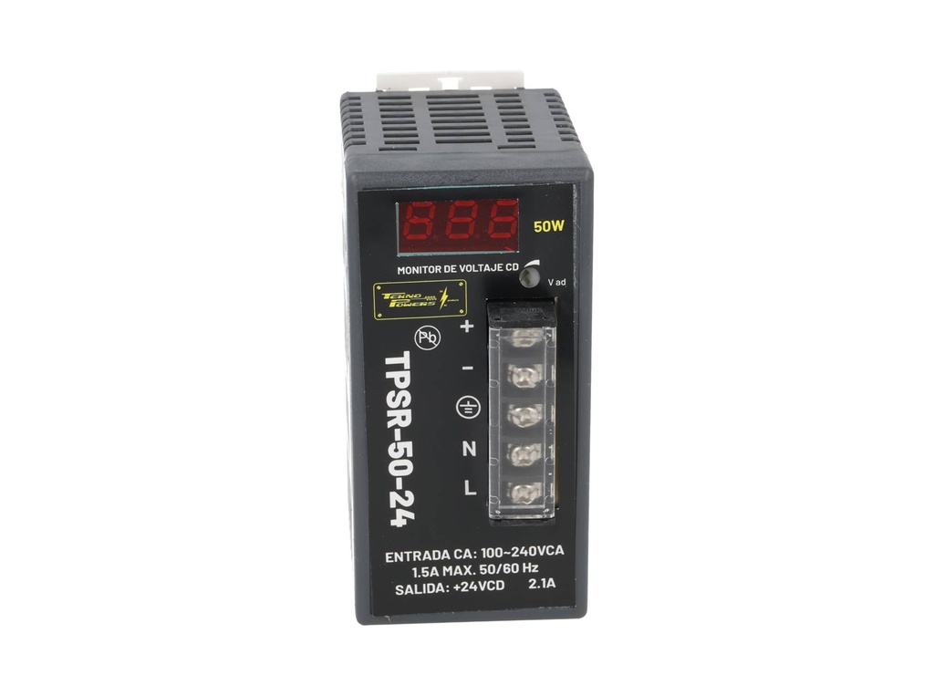 TPSR-50-24 — FUENTE DE VOLTAJE PARA RIEL 24VCD 2A 50W 90-264VCA, 