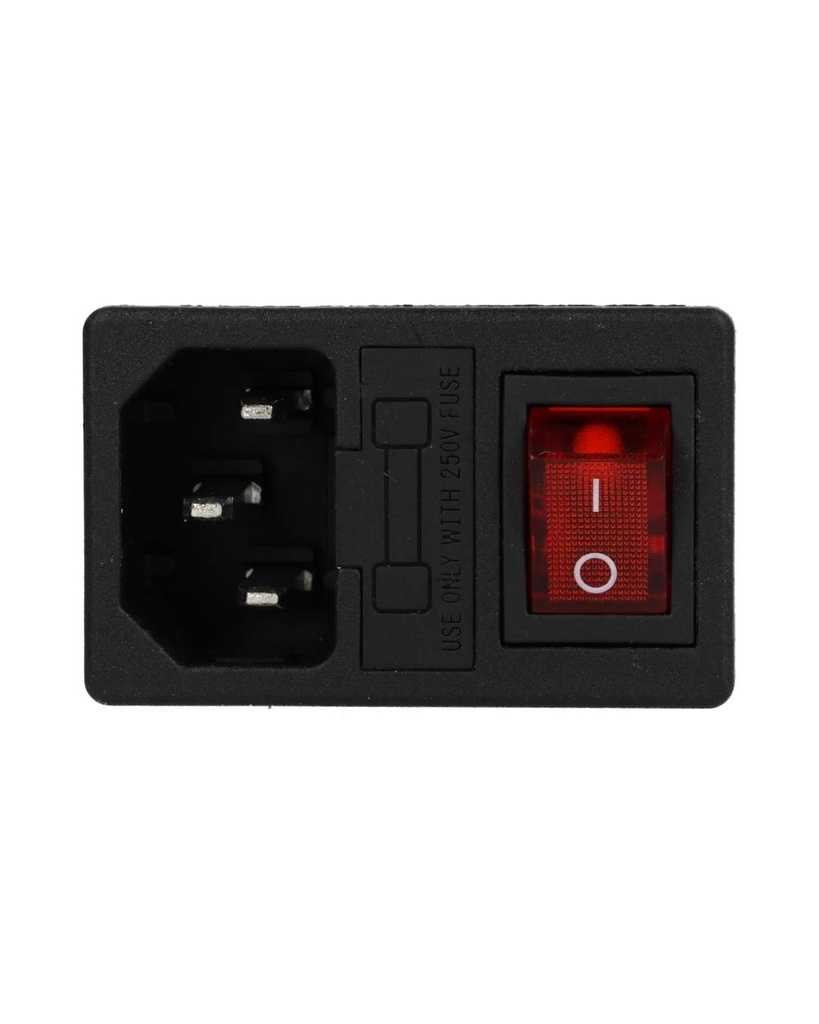 TP-CF-R — INTERRUPTOR CON FUSIBLE Y CONECTOR PARA GABINETE. 125VCA/10AMP. COLOR ROJO