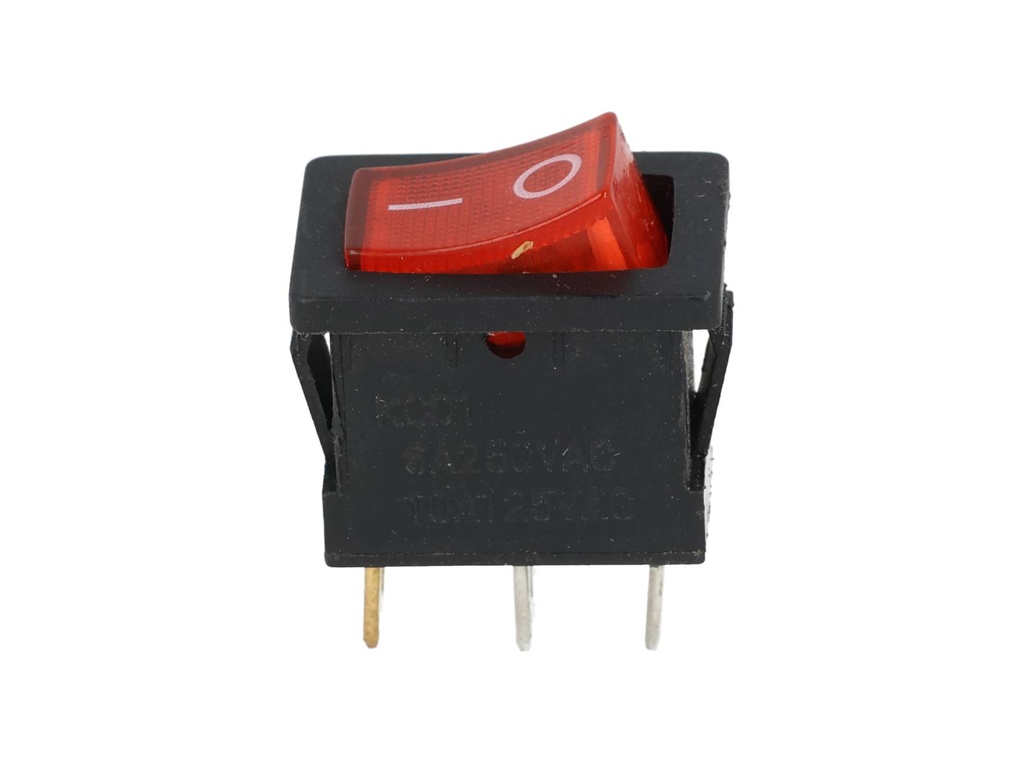TP-KCD-RL — SWITCH ILUMINADO ROJO 1P1T 10A/250VCA12.5X18mm 3 TERMINALES, CICLOS :10, 000