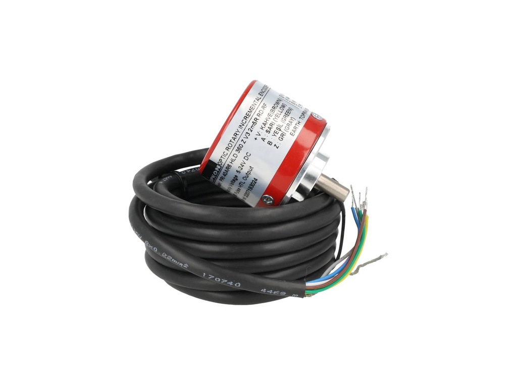 PRI40-360 — ENCODER INCREMENTAL F6mm, 360PPR, D40mm, SALIDA LINEAR DRIVER, ALIMENTACION 5-24VCD, SALIDAS A, B, Z Y ABZ INVERTIDAS, CUERPO ALUMINIO, CABLE 2.5METROS 