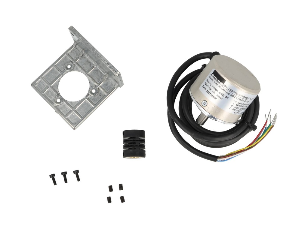 PRID50-100 — ENCODER INCREMENTAL F8mm, 100PPR, D50mm, SALIDA LINEAR DRIVER, ALIMENTACION 5-24VCD, SALIDAS A, B, Z Y ABZ INVERTIDAS, CUERPO ALUMINIO, CABLE 2.5 METROS 