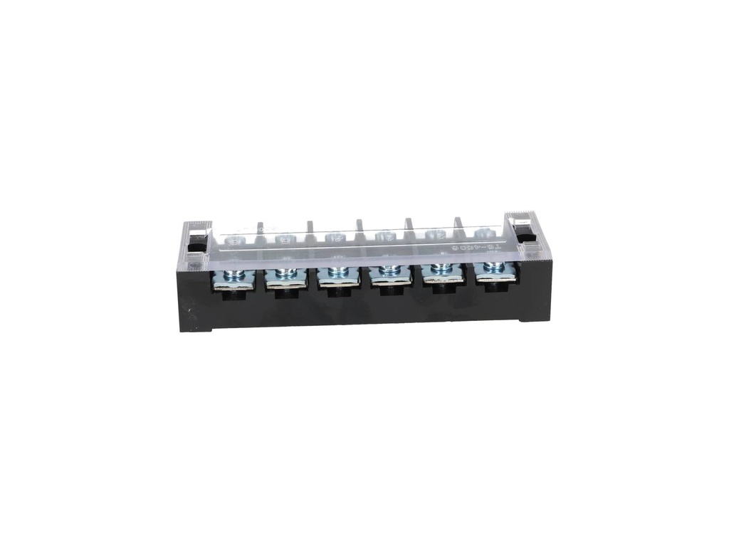 TB-4506 — BLOQUE DE TERMINALES MONTAJE FIJO 45 AMP6 POLOS, 600V, CALIBRE 12 AWG, 100°C (A PRUEBA DE FUEGO) ,  24x120x38mm
