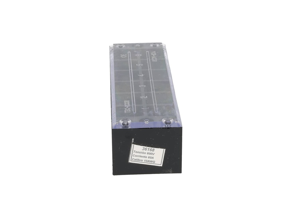 TB-6006 — BLOQUE DE TERMINALES MONTAJE FIJO 60AMP6 POLOS, 600V, CALIBRE 10 AWG, 100°C (A PRUEBA DE FUEGO) , 31x127x38mm