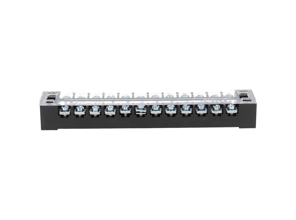 TB-1512 — BLOQUE DE TERMINALES MONTAJE FIJO 15AMP12 POLOS, 600V, CALIBRE 16 AWG, 100°C,  (A PRUEBA DE FUEGO) 17x124x22mm