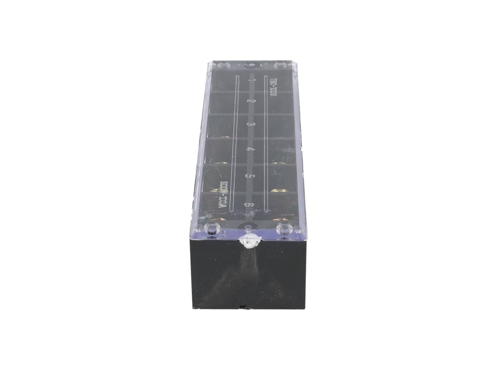TB-10006 — BLOQUE DE TERMINALES MONTAJE FIJO 100AMP6 POLOS, 600V, CALIBRE 8 AWG 100°C,  (A PRUEBA DE FUEGO) 34x150x43mm