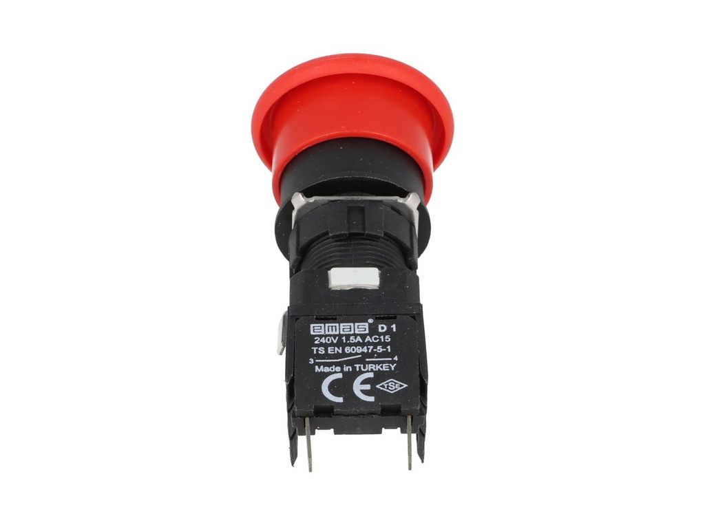 D100YM30K — BOTON PULSADOR HONGO 16mm, 1C NA, MOMENTANEO (MAXIMO 3 CONTACTOS) 