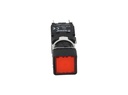 D100KDK — BOTON PULSADOR 16mm, NO ILUMINADO ROJO, RASANTE MOMENTANEO CUADRADO, INCLUYE 1CON NA (MAXIMO 2 CONTACTOS) 