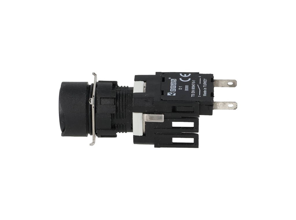 D100YDH — BOTON PULSADOR 16mm, NO ILUMINADO NEGRO, RASANTE MOMENTANEO RESTADO NDO, INCLUYE 1CON NA (MAXIMO 2 CONTACTOS) 