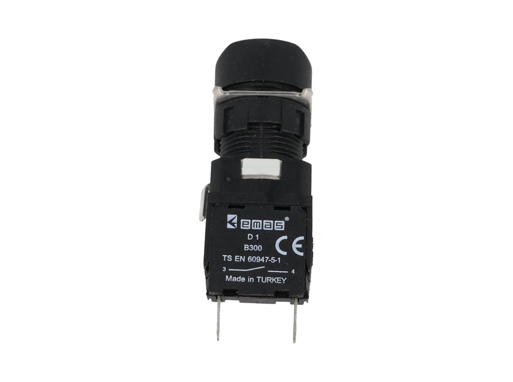 D100YDH — BOTON PULSADOR 16mm, NO ILUMINADO NEGRO, RASANTE MOMENTANEO RESTADO NDO, INCLUYE 1CON NA (MAXIMO 2 CONTACTOS) 