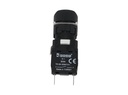 D100YDH — BOTON PULSADOR 16mm, NO ILUMINADO NEGRO, RASANTE MOMENTANEO RESTADO NDO, INCLUYE 1CON NA (MAXIMO 2 CONTACTOS) 