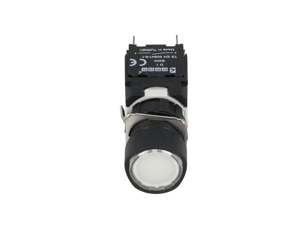 D100YDB — BOTON PULSADOR 16mm, NO ILUMINADO BLANCORASANTE MOMENTANEO RESTADO NDO, INCLUYE 1CON NA (MAXIMO 2 CONTACTOS) 