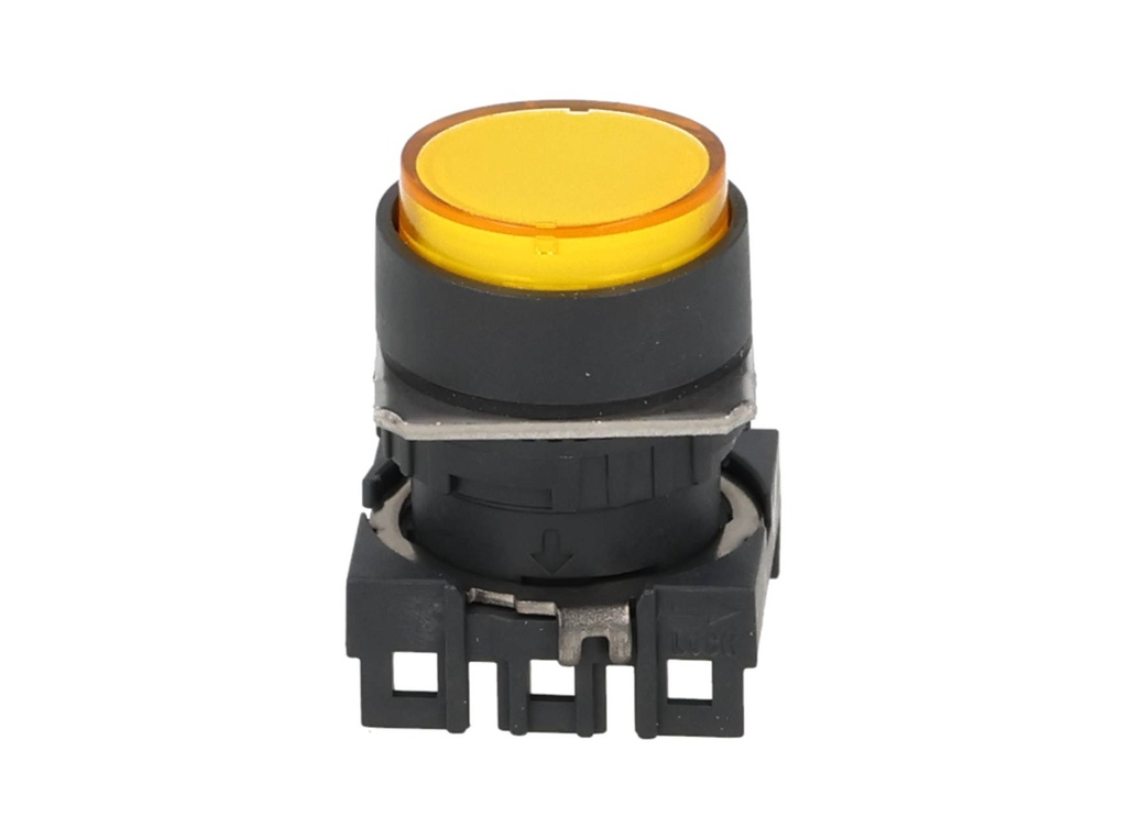 S16PR-E1Y — BOTON PULSADOR 16mm, NO ILUMINADO AMARILLO, REDONDO SIN CONTACTO INCLUIDO 