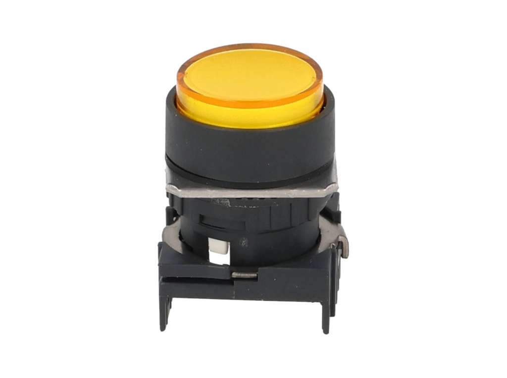 S16PR-E1Y — BOTON PULSADOR 16mm, NO ILUMINADO AMARILLO, REDONDO SIN CONTACTO INCLUIDO 